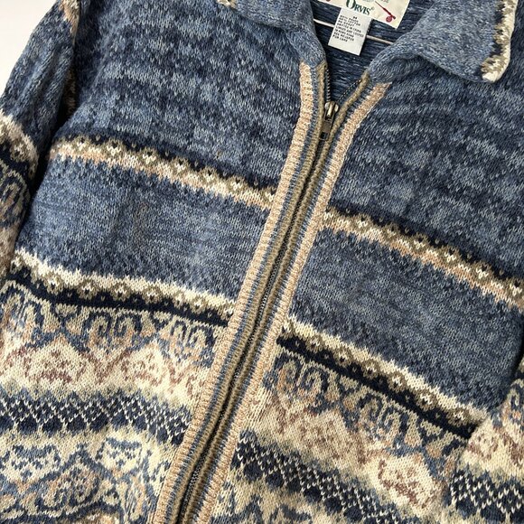 Vintage Orvis Nordic Zip Cardigan Sweater M Blue Gray Hong Kong - Picture 2 of 4
